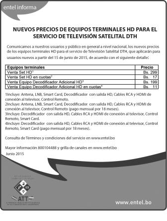 Publicación precios equipos HD junio 2015